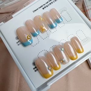 Uñas Postizas Acrílicas Hechas a Mano al por Mayor, con Punta Francesa, Cortas y Cuadradas, 10 Piezas, Multicolores, Suministro de Fábrica - Product Image 3
