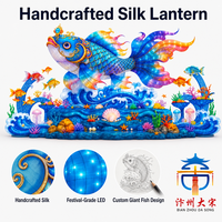 Lanterne géante en soie en forme de poisson Koi, artisanale, avec éclairage LED en forme de carpe sautante, pour parc à thème