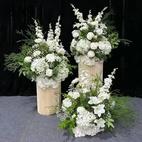 Boule de fleurs artificielles en soie blanche personnalisable, plante verte, décoration de mariage pour allée et centre de table