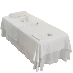 wholesale white customized Soft Cotton Facial Bed Cover set 3pcs provide OEM service