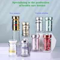 Flacon en plastique acrylique avec conteneur intérieur, conception personnalisée, impression sérigraphique, flacons vides pour capsules, vitamines, compléments alimentaires