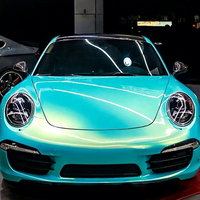 Película de Vinilo para Automóviles PET PPF de Alto Brillo, Color Azul Atardecer Metálico Dorado, Vinilo para Envolver Automóviles, Alta Visibilidad, Gráficos con Logotipo, Cambio de Color, Adhesivos para Automóviles