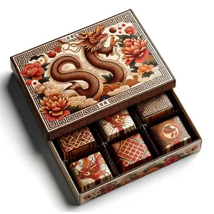 Popular Design Features Pattern Fancy Truffle Packaging Boxes With Paper Tray Cover Chocolate Gift Box