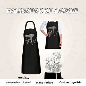 Tablier de cuisine imperméable et anti-huile en LDPE, modèle OEM WXC-1022, avec logo personnalisé, impression intégrale et poche, pour usage en cuisine. - Product Image 4
