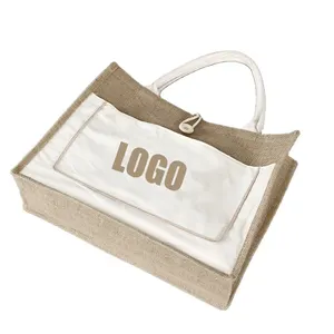 wholesale reusable recycle jute shopping bags with custom logos,grocery eco friendly jute tote bag shopping