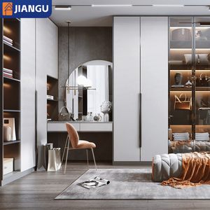 <span class=keywords><strong>Placard</strong></span> intégré moderne et luxueux sur mesure avec armoire en <span class=keywords><strong>bois</strong></span> brun chaud, cadre métallique et conception de rangement ouvert - Product Image 4