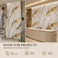 Panneau mural en PVC brillant de haute qualité, effet marbre noir, blanc et or UV, 2,5-3 mm, pour décoration intérieure