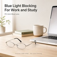 Lunettes anti-lumière bleue semi-titane, monture ovale complète, lunettes optiques, lunettes de lecture pour ordinateur, OEM, vente en gros personnalisée