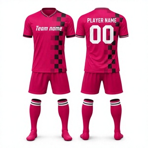 Maillot de football unisexe personnalisé par sublimation, col en V, manches courtes, 100 % polyester, respirant, séchage rapide, nom de l'équipe imprimé sur le devant, adulte - Product Image 1