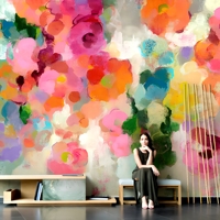 Lukisan Mural Dinding 3D Motif Bunga Prancis Ramah Lingkungan Tahan Air Dapat Dilepas untuk Latar Belakang TV Kamar Tidur, Seni Dinding Ruang Tamu, Kain Hiasan Dinding