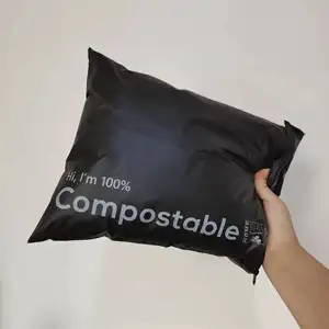 Bolsa de embalaje de ropa con logotipo, envío por correo Biodegradable, poliéster personalizado, negro impreso