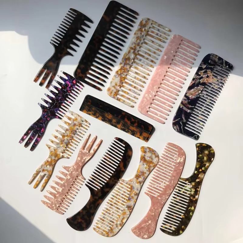 Hot Selling High Quality Wide Tooth Comb Cellulose Acetate Custom Acetic Acid Board Comb Anti-Static Acetate Hair Comb