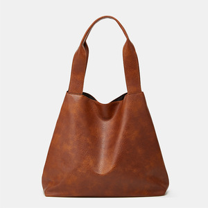 Minimalist PU Tote Bag Women Soft Shoulder Strap Casual Daily Use Open <b>Top</b> Black Handbag Ladies <b>Top</b> Handle Handbag - Product Image 2