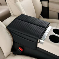 Boîte de rangement multifonctionnelle de luxe en cuir pour accoudoir de voiture, organisateur intérieur universel avec design surélevé