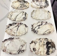 Bandeja de Mármol Calacatta Viola Pulido Tallado Estilo Barroco, Plato de Piedra para Joyas, Soporte para Jabón, Decoración de Baño, Regalo de Lujo