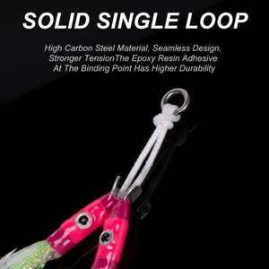 <span class=keywords><strong>Hameçon</strong></span> de pêche <span class=keywords><strong>BKK</strong></span> Double Assist Hook en soie lumineuse multicolore à haute teneur en carbone pour jigging lent, avec yeux adhésifs en résine époxy - Product Image 6