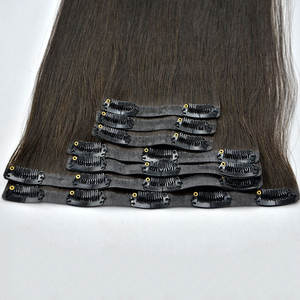 高级奢华100% 处女人头马头发延伸隐形无缝夹式头发纬纱双批发人发 - Product Image 2