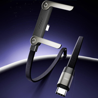 Kabel Pengisian Cepat 240W Braided Type-C ke Type-C dengan Penyangga Ponsel Lipat yang Dapat Disesuaikan dan Desain Tahan Lama untuk Ponsel