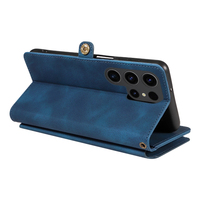 Dompet Kulit PU untuk Samsung S23 Ultra, 9 Slot Kartu + Kantong Koin Ber-resleting, Penyangga, Pemblokir RFID, 360 °   Perlindungan