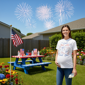 Camiseta roja, blanca y con estampado del 4 de julio, para embarazadas, verano, Estados Unidos, mamá - Product Image 3