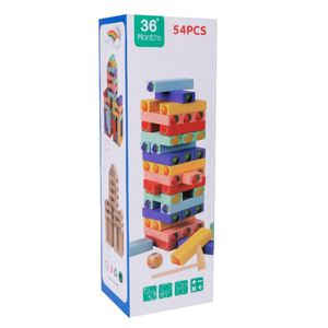 Juego de 54 Piezas de Rompecabezas Apilables de Madera Natural, Arcoíris, con Temática de Frutas, Torre de Madera de Pino Interactiva - Product Image 5