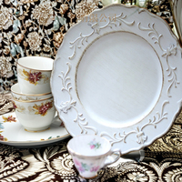 XiangJin Assiettes de dîner en plastique blanc de luxe écologiques de 330mm Vaisselle de cuisine d'hôtel de haute qualité Pack de conception de mariage