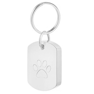 Grenzüberschreitender Edelstahl-Schlüsselanhänger mit Pfotenabdruck für Tierasche, Gedenkanhänger, Urnenanhänger, viereckige Form, schlichter Stil - Product Image 5