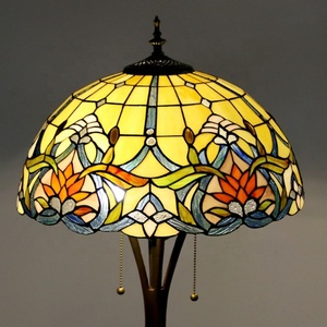 LongHuiJing Tiffany Style Floor Lamps Stained Glass Lampshade Standing Light <b>Indoor</b> <b>Lighting</b> for Dining Bedroom Living Room - Product Image 1