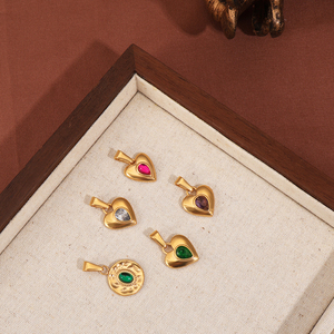 Trend narin PVD altın kolye Charm kovboy batı Boot aşk Amour kalp serisi paslanmaz çelik takı yapma Charms - Product Image 6