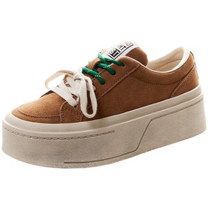 Thick sole shoes - Spring new style, two-color lace-up loafers, genuine leather, <b>small</b> size, height-increasing casual shoes - Product Image 5
