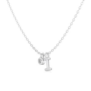 Collana Dylam con Lettera 'I' in Zirconia Cubica Placcata in Rodio, Collana Personalizzata con Iniziale per Donne - Product Image 1