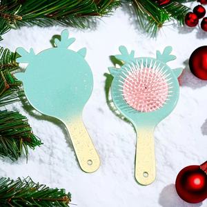 Giáng Sinh Loạt Xách Tay Mềm Sóng Bàn Chải Tóc Cho Phụ Nữ Đầy Màu Sắc In Lược Tóc Công Cụ Với Đệm Không Khí & Mạ Điện - Product Image 6