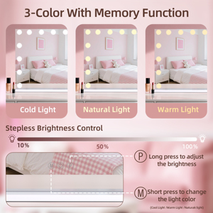 Miroir <span class=keywords><strong>de</strong></span> <span class=keywords><strong>Maquillage</strong></span> <span class=keywords><strong>de</strong></span> Beauté avec 3 Ampoules LED Couleurs Variables, Écran Tactile, Miroir <span class=keywords><strong>de</strong></span> Table, Vente en Gros, Logo Personnalisé, OEM ODM, Métal Chromé - Product Image 2