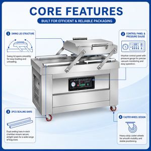 Máquina de Envasado al Vacío de Doble Cámara Comercial, Sellado Doble de 400 mm, 900 W, para Carne, Mariscos, Restaurantes y Procesamiento de Alimentos - Product Image 3