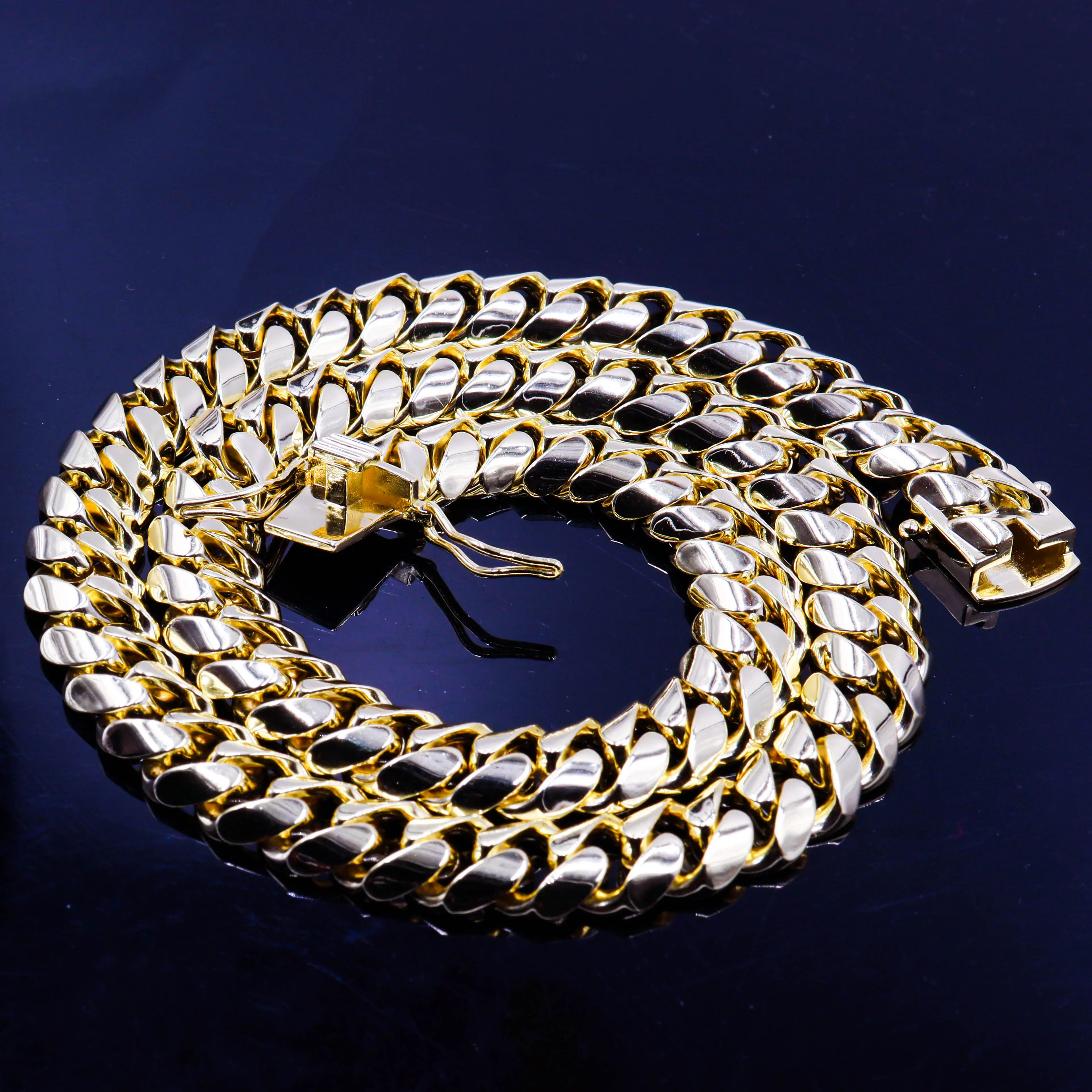 Fine Jewelry Miami Cuban Link Chain 14K/18K Gold Silver Plated 925 Sterling Silver Men Necklace Copper Chains Bracelet