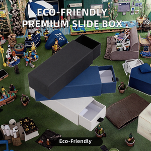 Boîte cadeau en carton gris rigide avec tiroir coulissant, emballage haut de gamme pour lunettes - Product Image 2