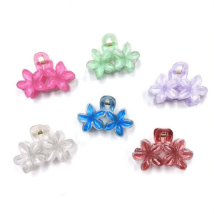 Pinces à cheveux double fleur 10 cm en plastique style doux pour femmes usage quotidien - Product Image 1