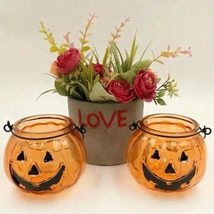 Đế nến tealight hình bí ngô màu nâu có tay cầm, có thể tái sử dụng, trang trí nhà cửa Halloween - Product Image 3