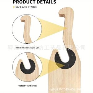 Solid Wood Barbell Rack <b>Weight</b> <b>Storage</b> Holder Non Slip Handle Durable Fitness Equipment - Product Image 2