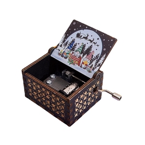 Caja de Música de Madera con Manivela, Diseño Navideño Pintado, Adorno Musical, Exhibición para Puesto, Regalo Exquisito, Venta al Por Mayor - Product Image 1