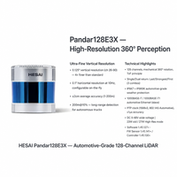 Hesai Pandar128 LiDAR de Largo Alcance 200m, Campo de Visión de 360°, Resolución Configurable de 40° Vertical para Conducción Autónoma, Ferrocarril y Minería