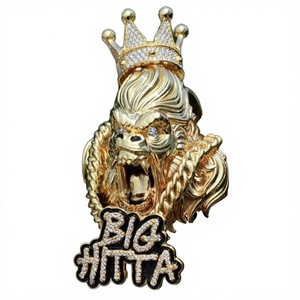 Nuevo Diseño, Dijes de Gorila 3D en Plata de Ley 925 Chapada en Oro, Joyería Personalizada con Moissanita, Colgante Hip Hop, Certificado GRA, Unisex - Product Image 3