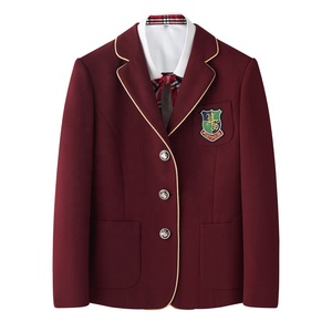 Nieuwste Kastanjebruine Kinder Unisex Schooluniform Sets Met Kraag Kaki Geplooide Rok En Broek Pak - Product Image 5