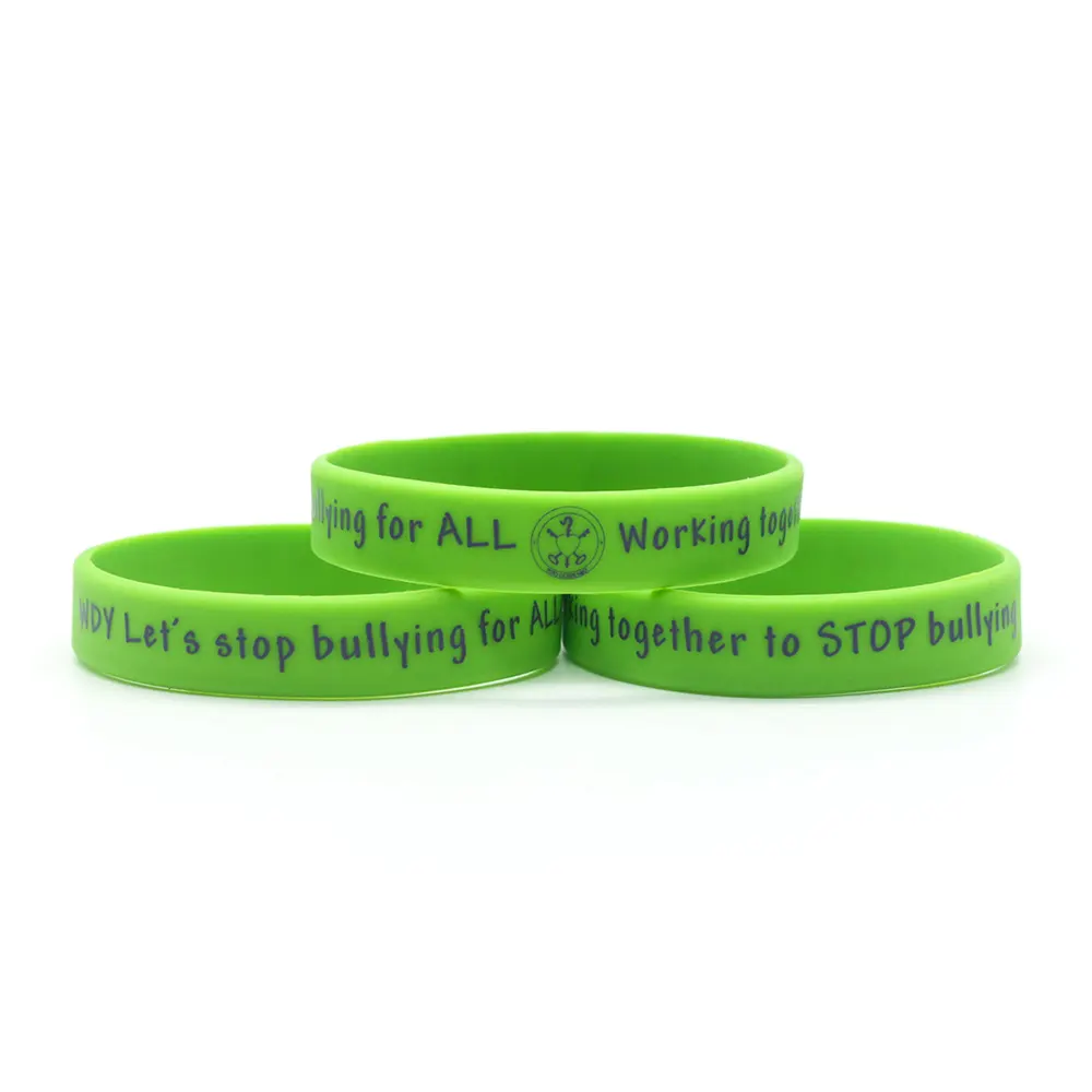 Custom 1" inch silicone wristband debossed logo silicone bracelet EYE color filled design silicone band