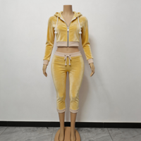 Ensemble de survêtement 2 pièces Y2K pour femme, haut court à manches longues et pantalon capri à rayures latérales en coton et élasthanne, tenue décontractée d'automne, logo personnalisé