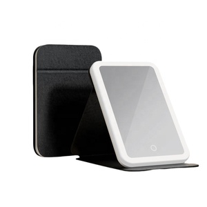 Miroir cosmétique de table rechargeable à lumière LED pour écran tactile, miroir de beauté de maquillage mignon et pliant à rotation variable, 3 couleurs - Product Image 4