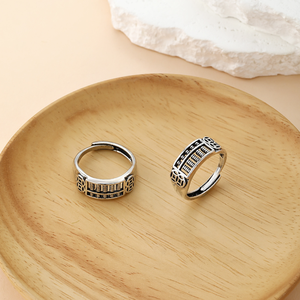 Anillo de Plata con Cuentas de Ábaco y Moneda de la Fortuna, Joyería de Feng Shui Chino, Anillo Ajustable Tallado para Atraer la Riqueza - Product Image 2