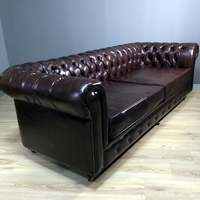 Ensemble de canapé Chesterfield en cuir véritable marron de Style Antique haut de gamme pour hôtel Villa appartement salon de Design traditionnel