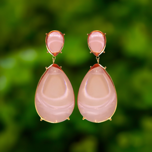 Pendientes de Moda para Mujer, Diseño de Lágrima Rosa, Acero Inoxidable 316L, Baño de Oro PVD, Resistentes y Sostenibles, para Fiesta - Product Image 3