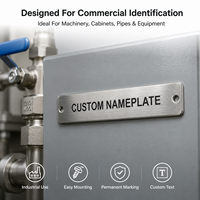 Placa de Identificación Personalizada de Acero Inoxidable 304 Cepillado, Placa de Metal con Logotipo Impreso en Negro con Dos Orificios de Montaje para Equipos